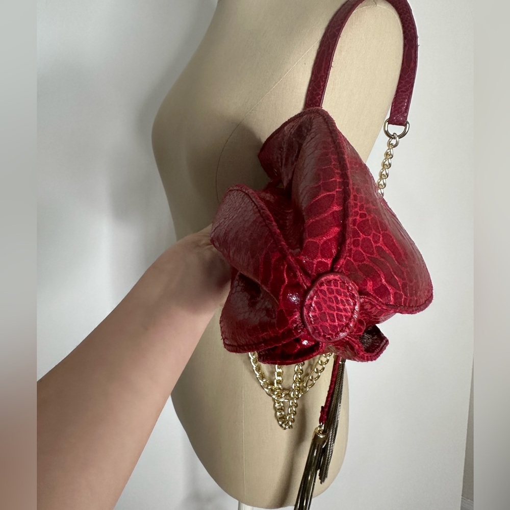Cache Red Bucket Bag Purse - image 8